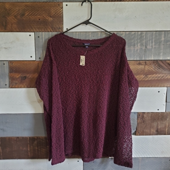 NWT Aeropostale Maroon Black Sweater Women's XL - Picture 1 of 6
